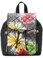 Boutique Moschino Floral Print Backpack, Black, Calf Leather