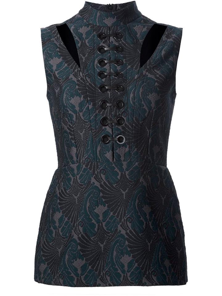 Yigal Azrouel Jacquard Lace Up Peplum Top