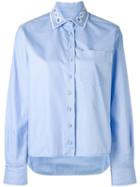 Carven - Perforated Collar Shirt - Women - Cotton - 40, Blue, Cotton