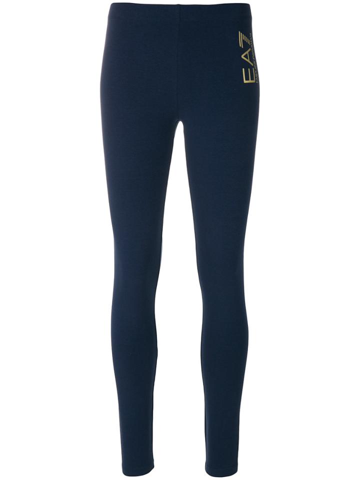 Ea7 Emporio Armani Logo Print Leggings - Blue