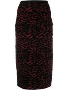 Diane Von Furstenberg Knitted Leopard Pencil Skirt - Red