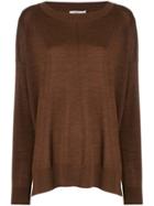 Closed Boat Neck Sweatshirt - Brown