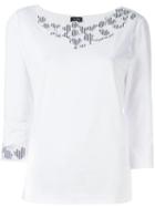 Armani Jeans Embroidered Detail T-shirt, Women's, Size: 48, White, Cotton/spandex/elastane