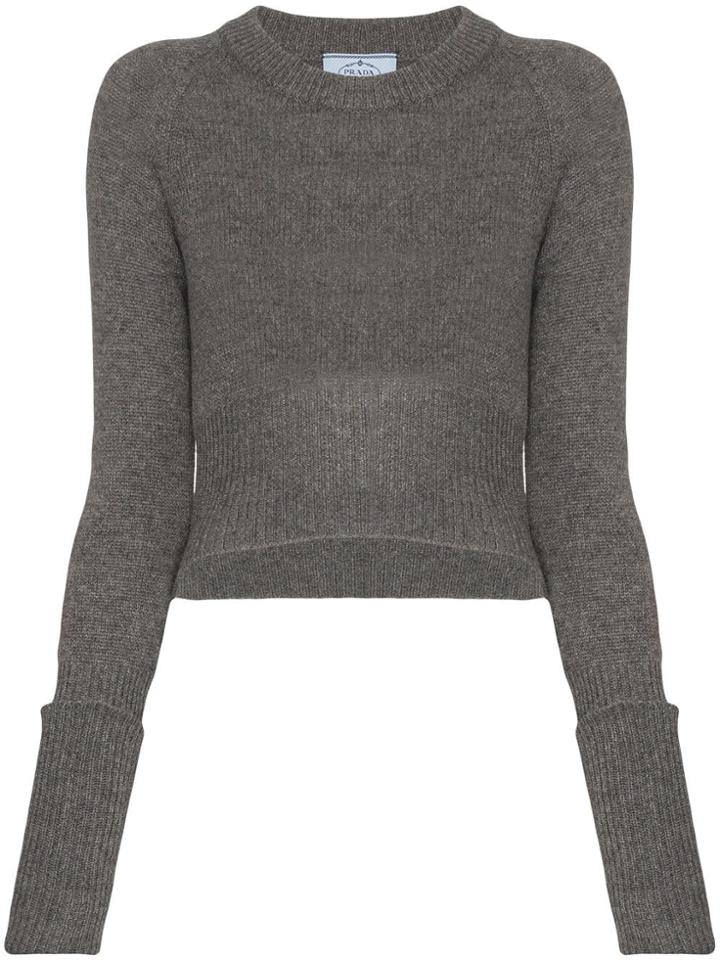 Prada Cropped Cashmere Jumper - Grey