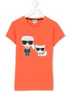 Karl Lagerfeld Kids Teen Karl And Choupette Print T-shirt - Yellow &
