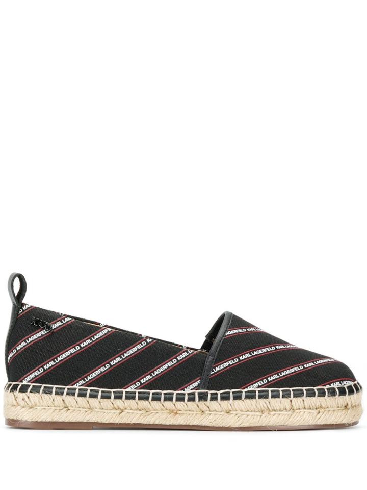 Karl Lagerfeld All Over Logo Espadrilles - Black