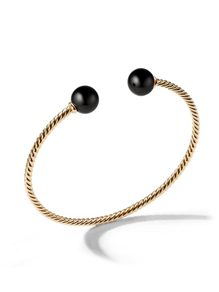 David Yurman 18kt Yellow Gold Solari Black Onyx Bead Cuff Bracelet -