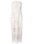 Badgley Mischka Embroidered Strapless Dress - White