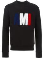 Ami Alexandre Mattiussi Logo Appliqué Sweatshirt, Men's, Size: Large, Black, Cotton