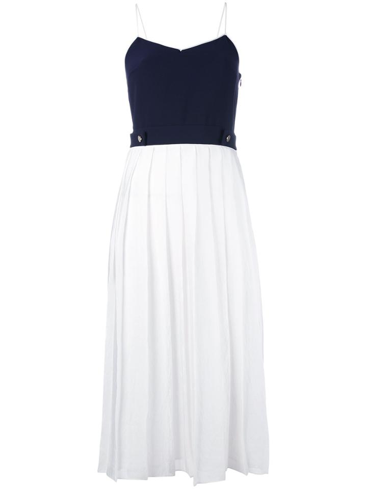Victoria Victoria Beckham Pleated Contrast Dress - White
