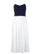 Victoria Victoria Beckham Pleated Contrast Dress - White