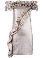 Marco Bologna - Off-shoulder Ruffle Dress - Women - Cotton/polyamide - 42, Pink/purple, Cotton/polyamide