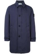 Stone Island Layered Buttoned Coat, Men's, Size: 4, Blue, Polyamide/polyurethane Resin/feather Down