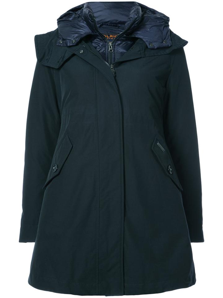 Woolrich Layered Down Parka Coat - Blue
