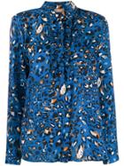 Altea Ruffled Leopard Print Shirt - Blue