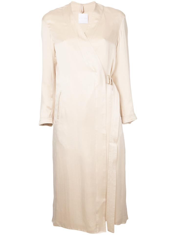 Cityshop - Belted Wrap Kimono - Women - Silk - 36, Nude/neutrals, Silk
