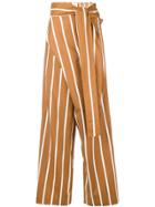Erika Cavallini Striped Paperbag Trousers - Brown