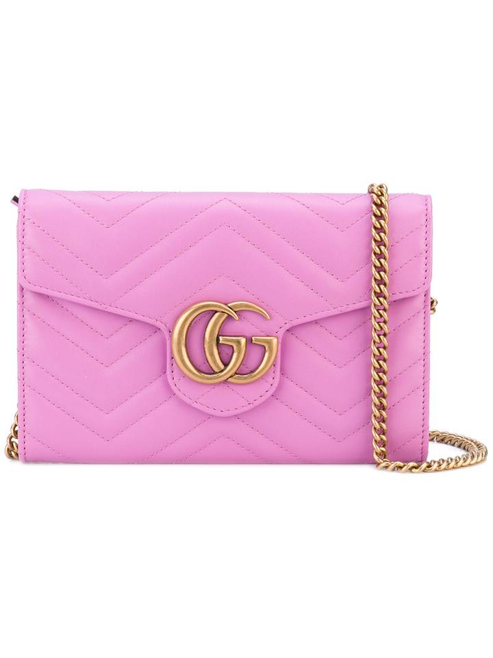 Gucci - Gg Marmont Matelassé Shoulder Bag - Women - Calf Leather - One Size, Pink/purple, Calf Leather