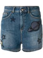 Emporio Armani Space Patch Denim Shorts - Blue