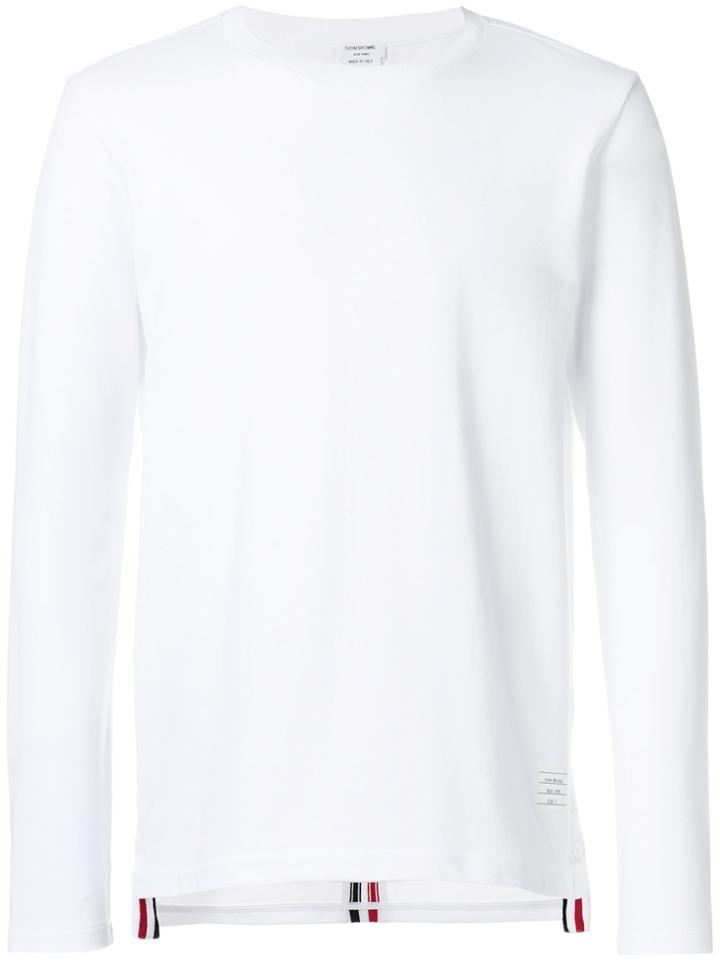 Thom Browne Relaxed Fit Long Sleeve Tee With Center Back Red, White