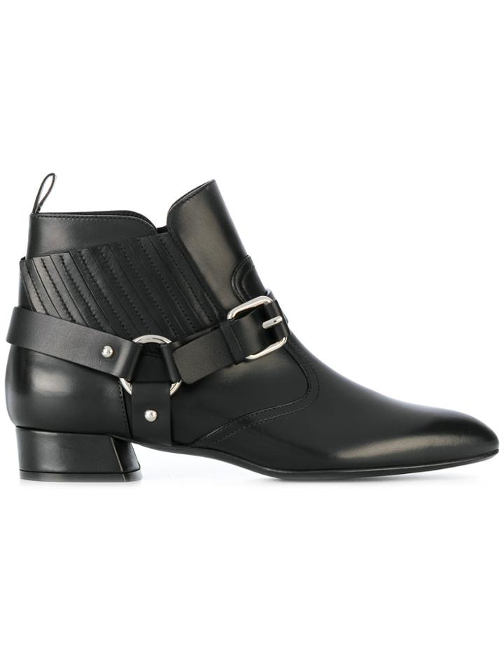 Casadei Pin Buckled Ankle Boots - Black