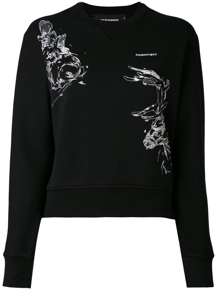 Dsquared2 - Embroidered Stag Sweatshirt - Women - Cotton - M, Black, Cotton
