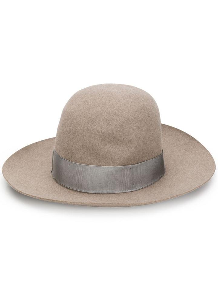 Borsalino Bow Ribbon Fedora Hat - Neutrals