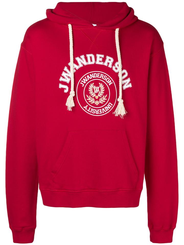 Jw Anderson Logo Print Hoodie - Red