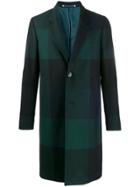 Paul Smith Checked Single Breasted Coat - Blue