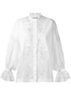 Ermanno Scervino - Lace Panel Blouse - Women - Cotton/polyamide/polyester/viscose - 46, White, Cotton/polyamide/polyester/viscose