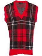 Alexander Mcqueen Sleeveless Tartan Sweater - Red