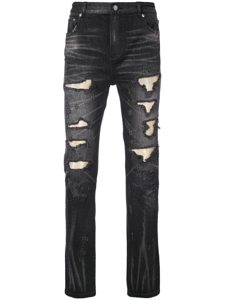 God's Masterful Children Ripped Fade Denim Jeans - Black