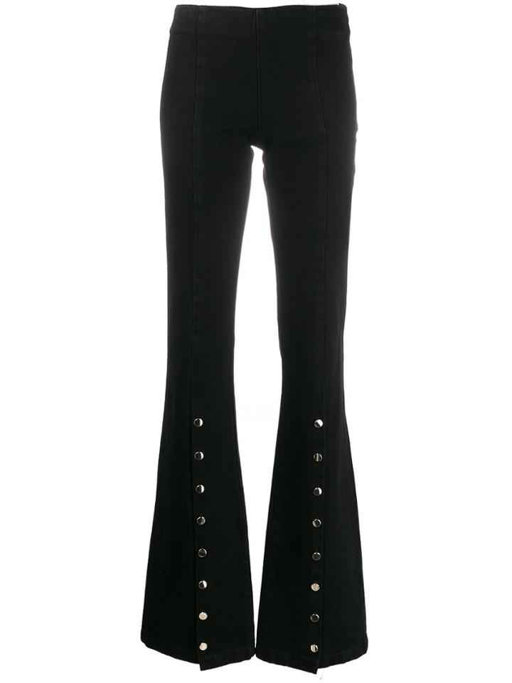 L'autre Chose Flared Button Detail Trousers - Black