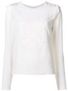 Monique Lhuillier Embroidered Bib Blouse