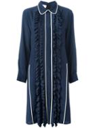 Marni Ruffle Trim Dress, Women's, Size: 42, Blue, Silk/acetate