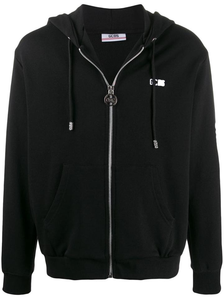 Gcds Logo Embroidered Hoodie - Black
