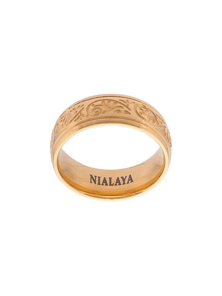 Nialaya Jewelry Decorative Engraved Ring - Yellow