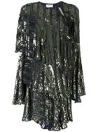 Osman Tina Sequin Asymmetric-tiered Dress - Blue