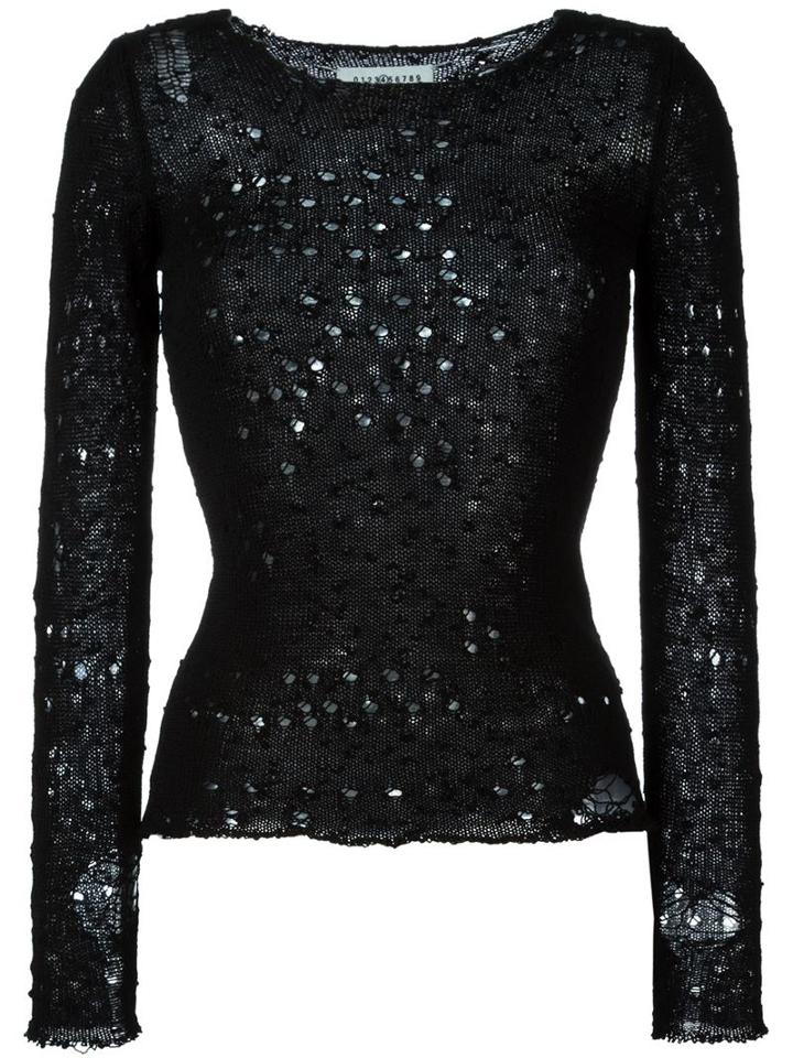 Maison Margiela Distressed Knit Sweater, Women's, Size: S, Black, Silk