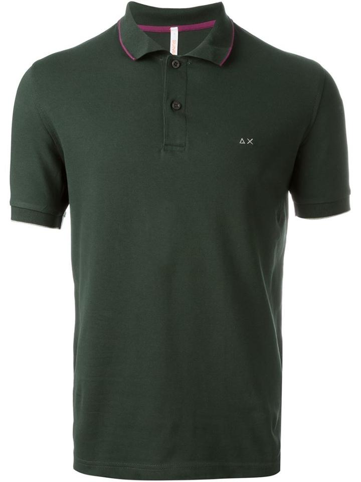 Sun 68 Collar And Sleeve Trim Detail 'small Righe' Polo Shirt