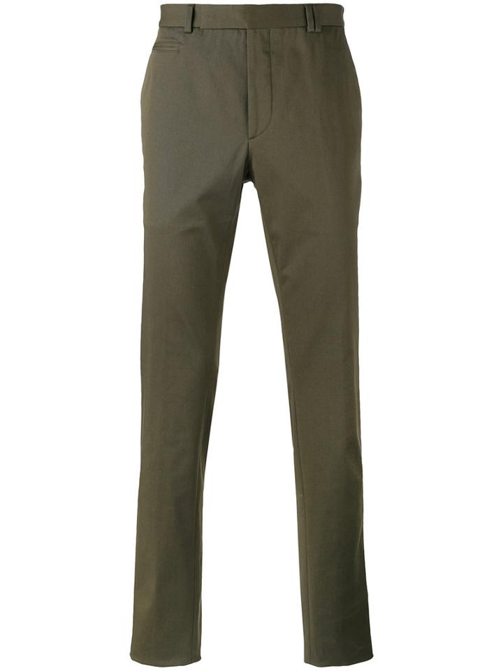 Fendi Straight-leg Trousers, Men's, Size: 50, Green, Cotton/spandex/elastane/viscose/calf Leather
