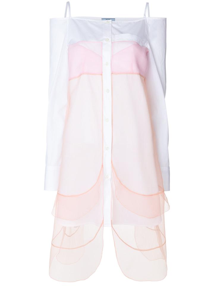 Prada Off-shoulder Layered Shirt - White