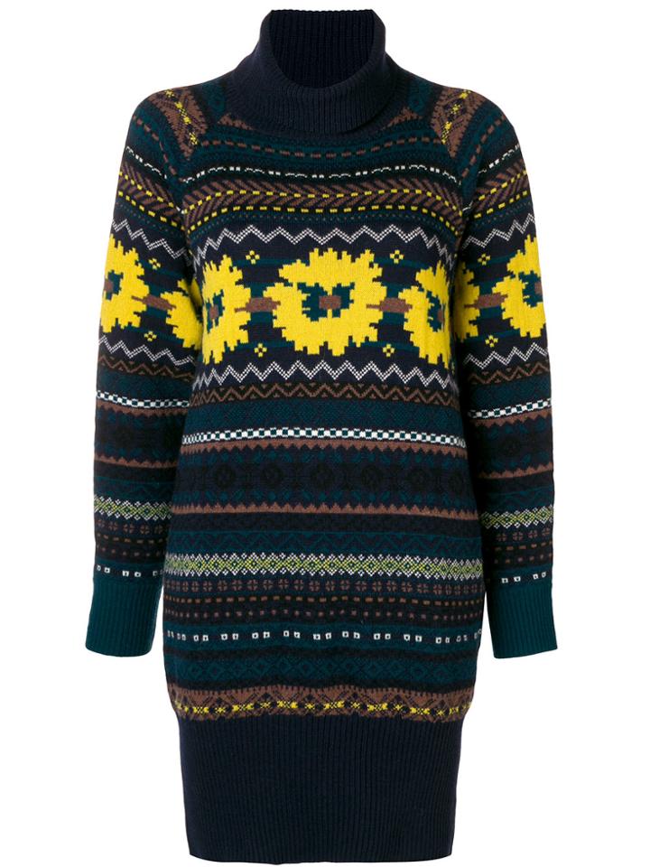 Sacai Open Back Roll Neck Sweater - Blue
