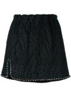 No21 Lace Embellished Hem Skirt, Women's, Size: 42, Black, Silk/cotton/polyamide/viscose