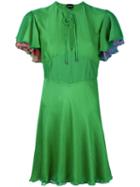 Just Cavalli Flared Dress, Women's, Size: 44, Green, Silk/viscose/polyester
