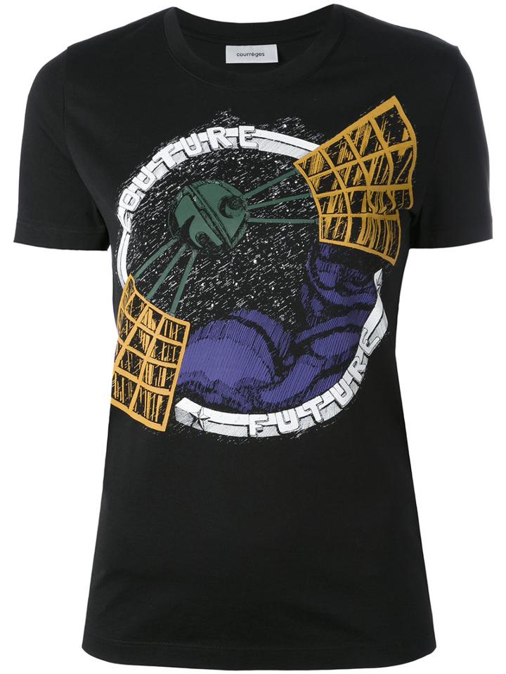 Courrèges - Satellite Print T-shirt - Women - Cotton - 3, Black, Cotton