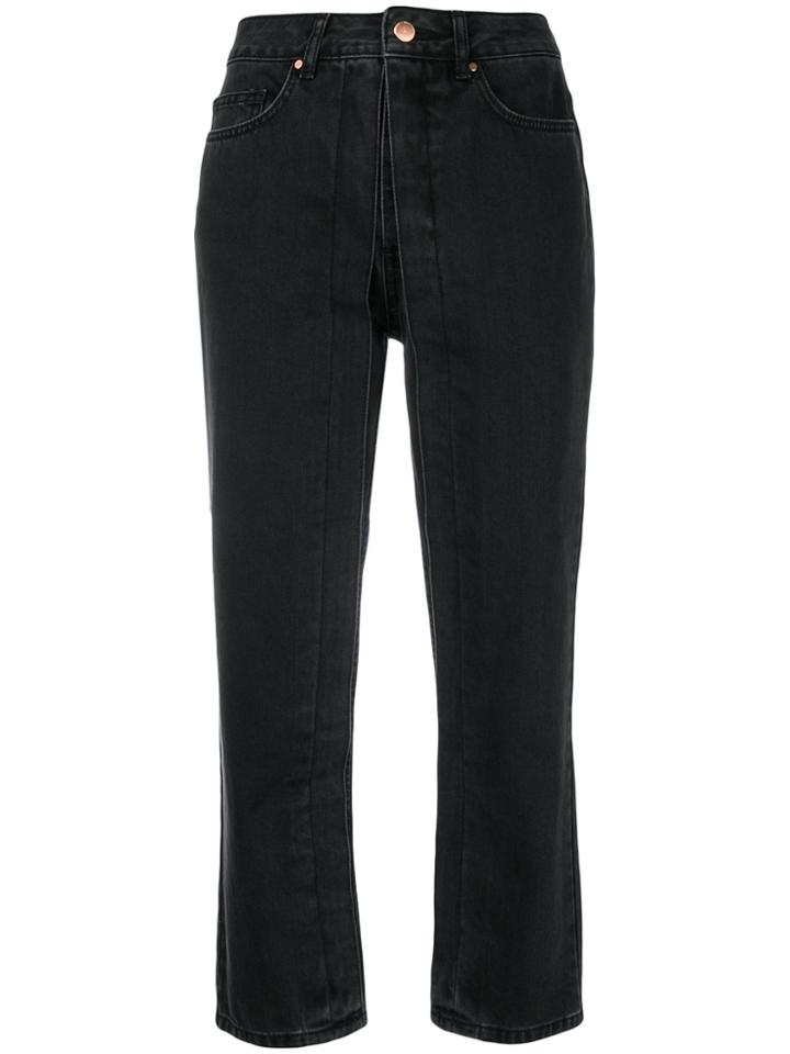 Aalto Stitch Detail Cropped Jeans - Black