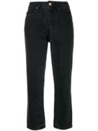 Aalto Stitch Detail Cropped Jeans - Black
