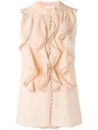 Chloé Frill Layered Blouse, Women's, Size: 38, Nude/neutrals, Silk/cotton
