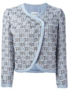 Armani Collezioni Bouclé Wrap Jacket, Women's, Size: 44, Blue, Cotton/polyamide/polyester/wool